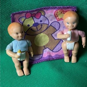 Fisher Price Loving family dream dollhouse 1994 BABY GIRL Doll & Boy 2.5”